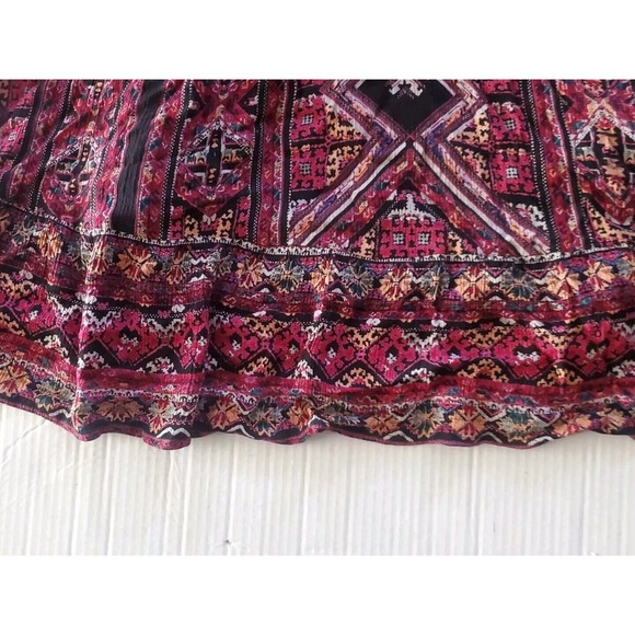 Patrons Of Peace Small Geometric Pattern Long Bell Sleeve Keyhole Neckline Dress - Picture 6 of 12